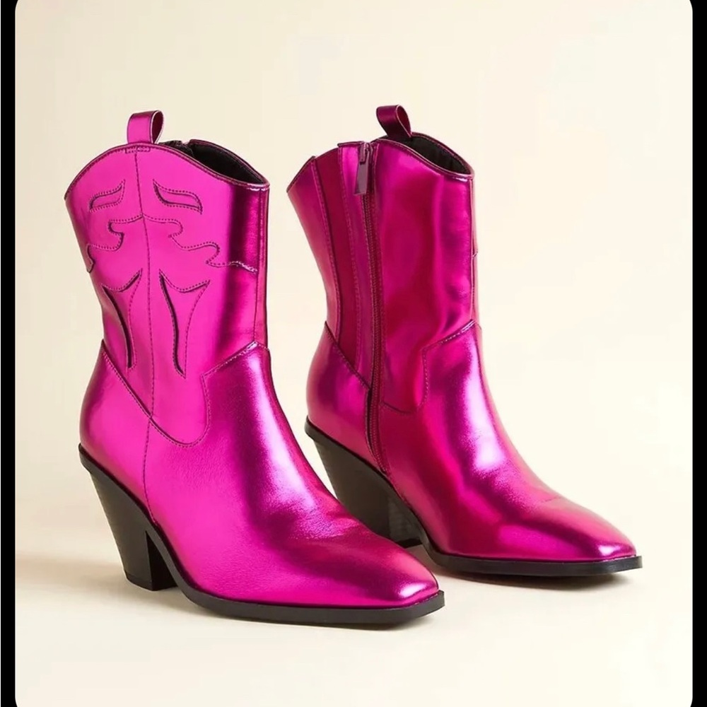 Torrid pink metallic western boots